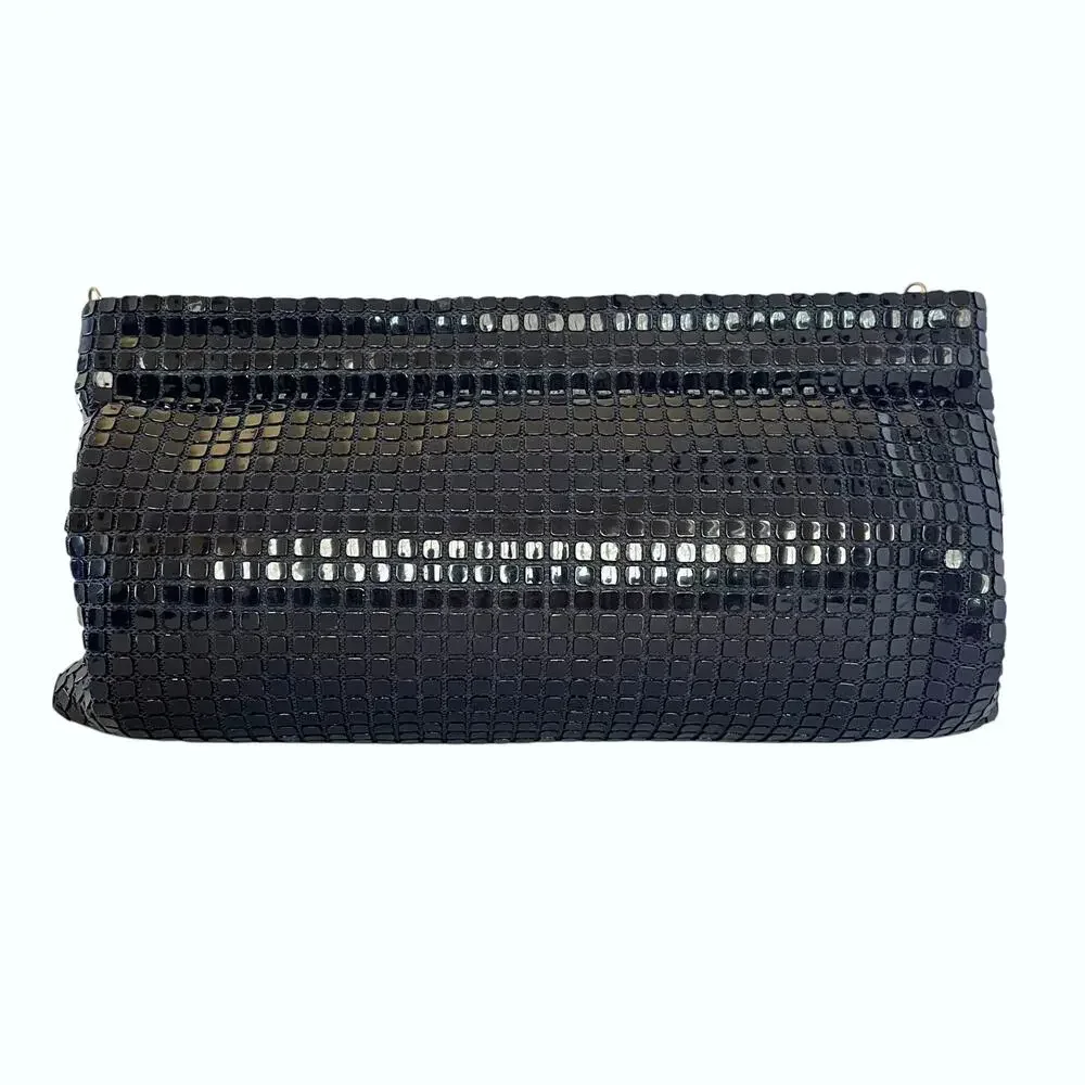 Vintage Lumured Navy Blue Luma Mesh Crossbody Clutch Frame Handbag Evening Bag
